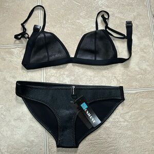 Black leather-look bikini